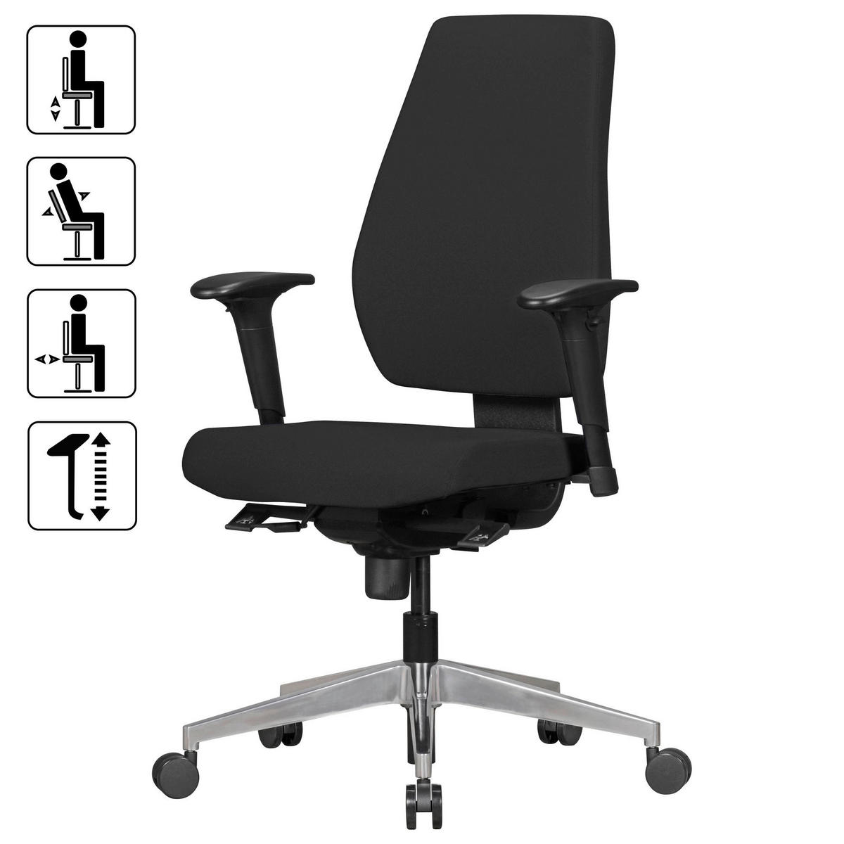 Drehstuhl schwarz Stoff Bürostuhl DARIUS - schwarz (63,00/119,00/70,00cm) - Amstyle