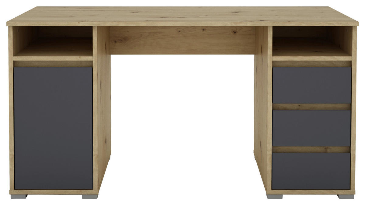 Schreibtisch LOBO Eiche Nachbildung anthrazit B/H/T: ca. 138x75x55 cm LOBO - Eiche/anthrazit (138,00/75,00/55,00cm) - byLIVING