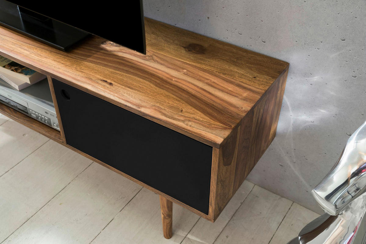 Lowboard natur schwarz B/H/T: ca. 140x45x35 cm Lowboard - natur/schwarz (140,00/45,00/35,00cm) - Wohnling