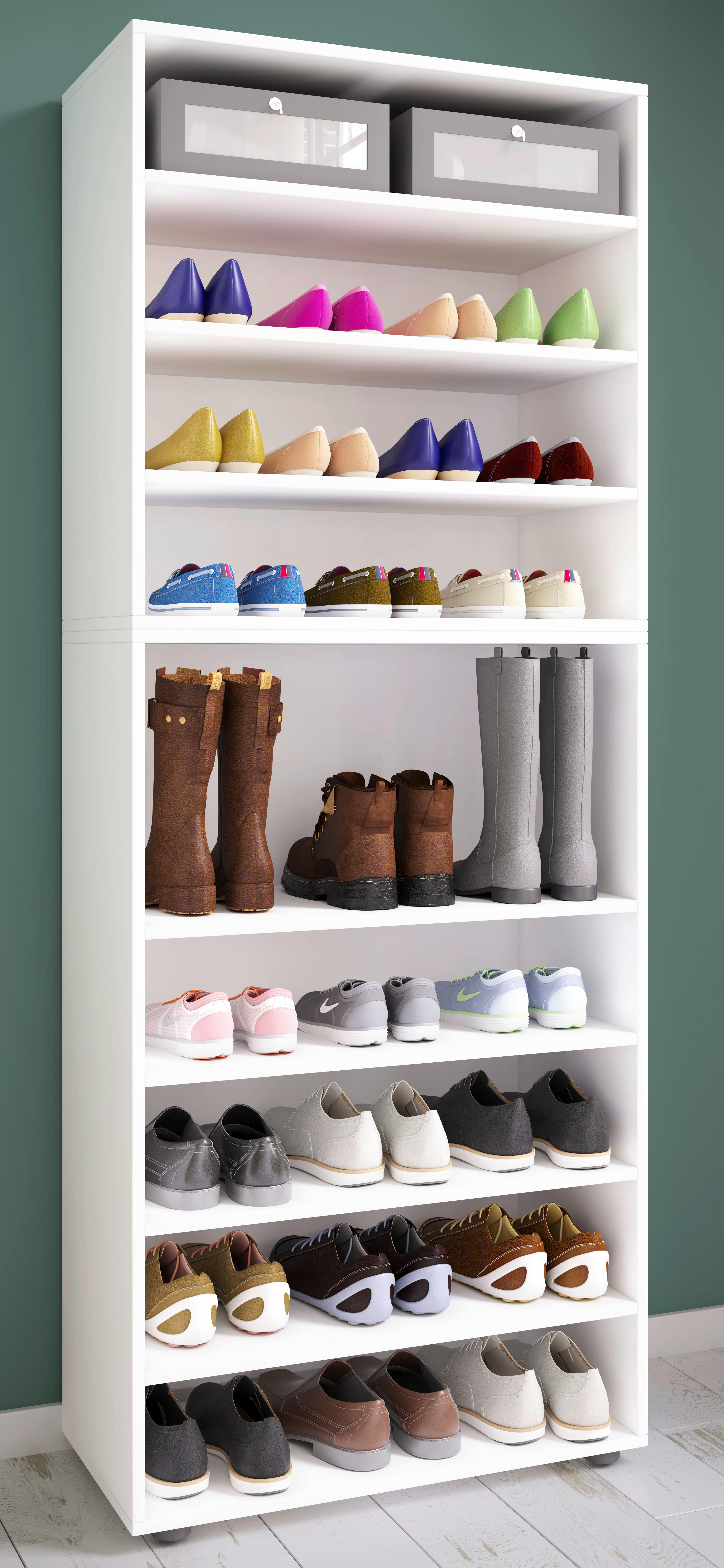 Schuhregal Lona weiß B/H/T: ca. 70x183x37 cm Lona - weiß (70,00/183,00/37,00cm) - VCM Möbel