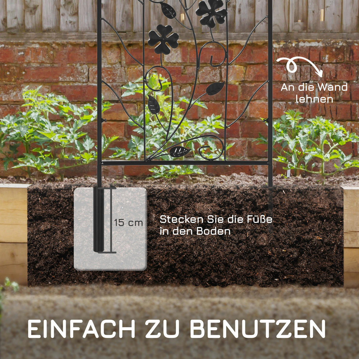 Outsunny Rankhilfe 2-teilig schwarz B/H/L: ca. 0,8x98x38 cm Rankhilfe_2-teilig - schwarz (38,00/0,80/98,00cm) - Outsunny