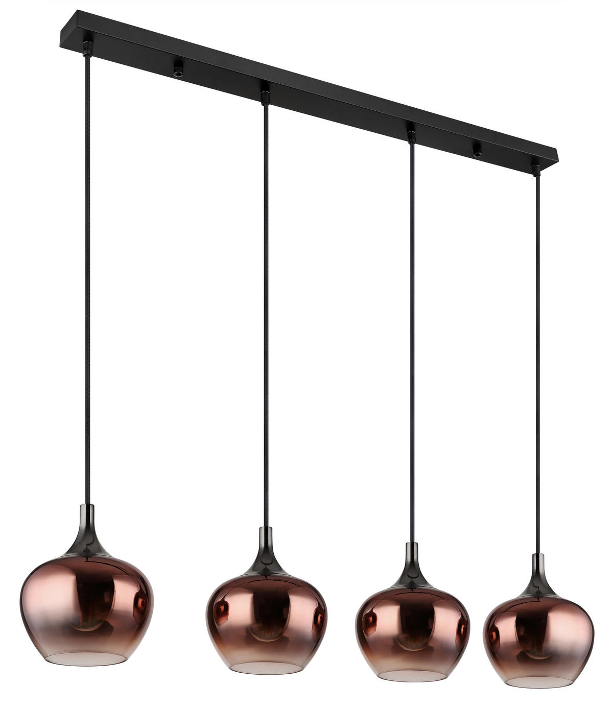 Pendelleuchte schwarz Metall Glas B/H/L: ca. 18x120x100 cm E27 4 Brennstellen Maxy - schwarz (100,00/18,00/120,00cm)