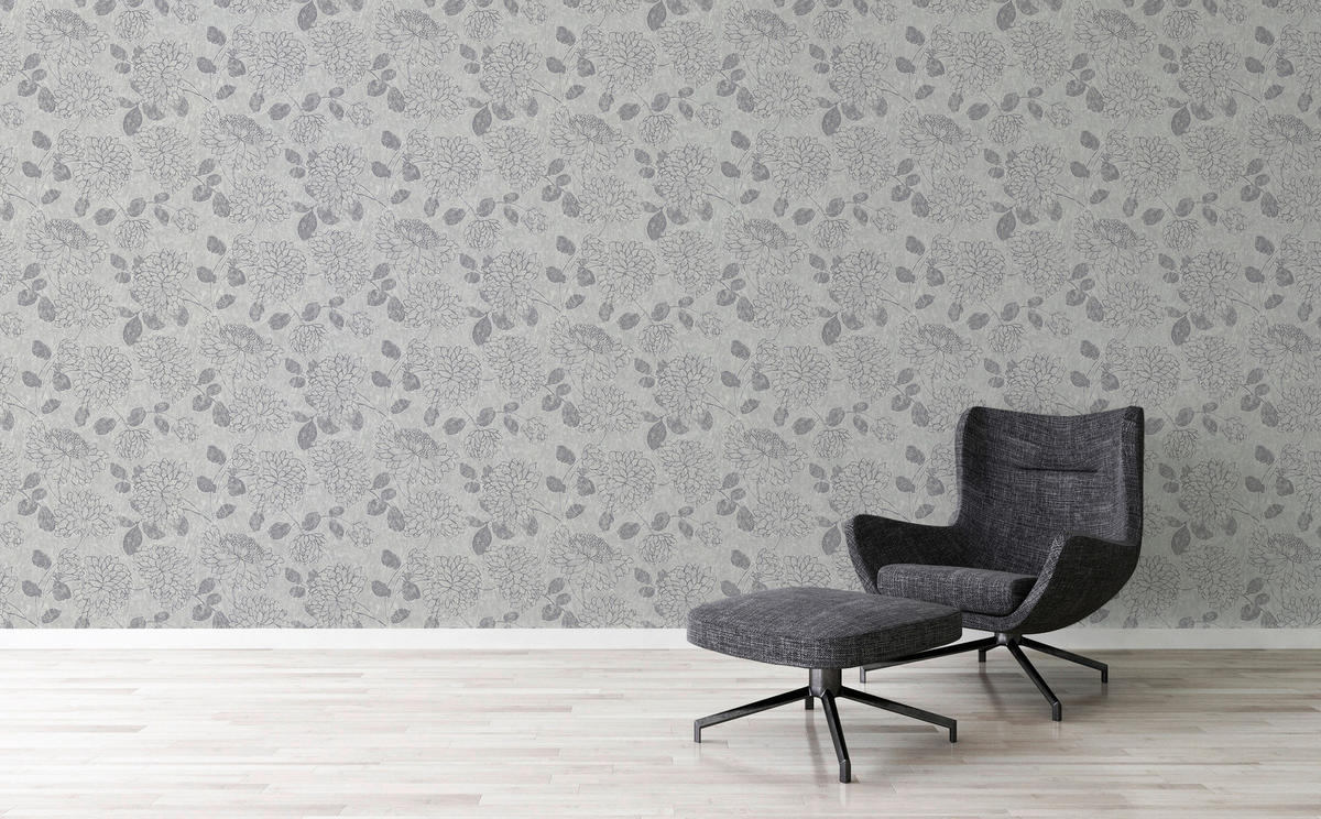 A.S.Creation Vliestapete Attractive 2 Floral hellgrau B/L: ca. 53x1005 cm Attractive 2 - hellgrau (53,00/1005,00cm) - A.S.Creation