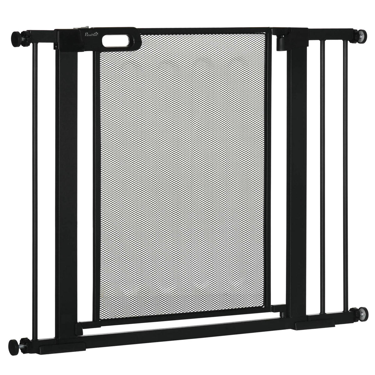 PawHut Türschutzgitter schwarz Stahl B/H/L: ca. 2x76x103 cm Türschutzgitter - schwarz (103,00/2,00/76,00cm) - PawHut