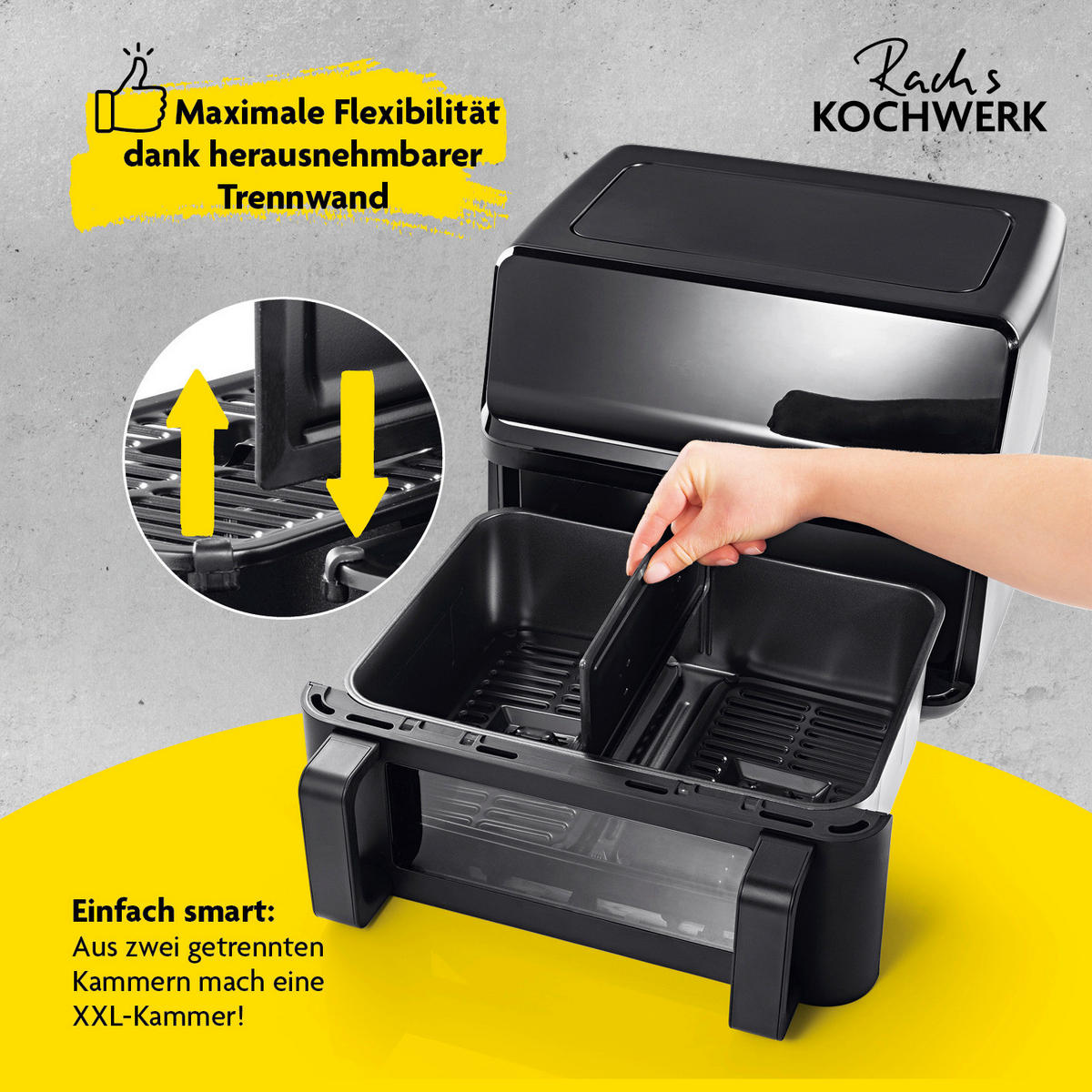 Rachs KOCHWERK Heißluftfritteuse schwarz Kunststoff B/H/L: ca. 37,5x38x30 cm ca. 9 l Heißluftfritteuse - schwarz (30,00/37,50/38,00cm) - Rachs KOCHWERK