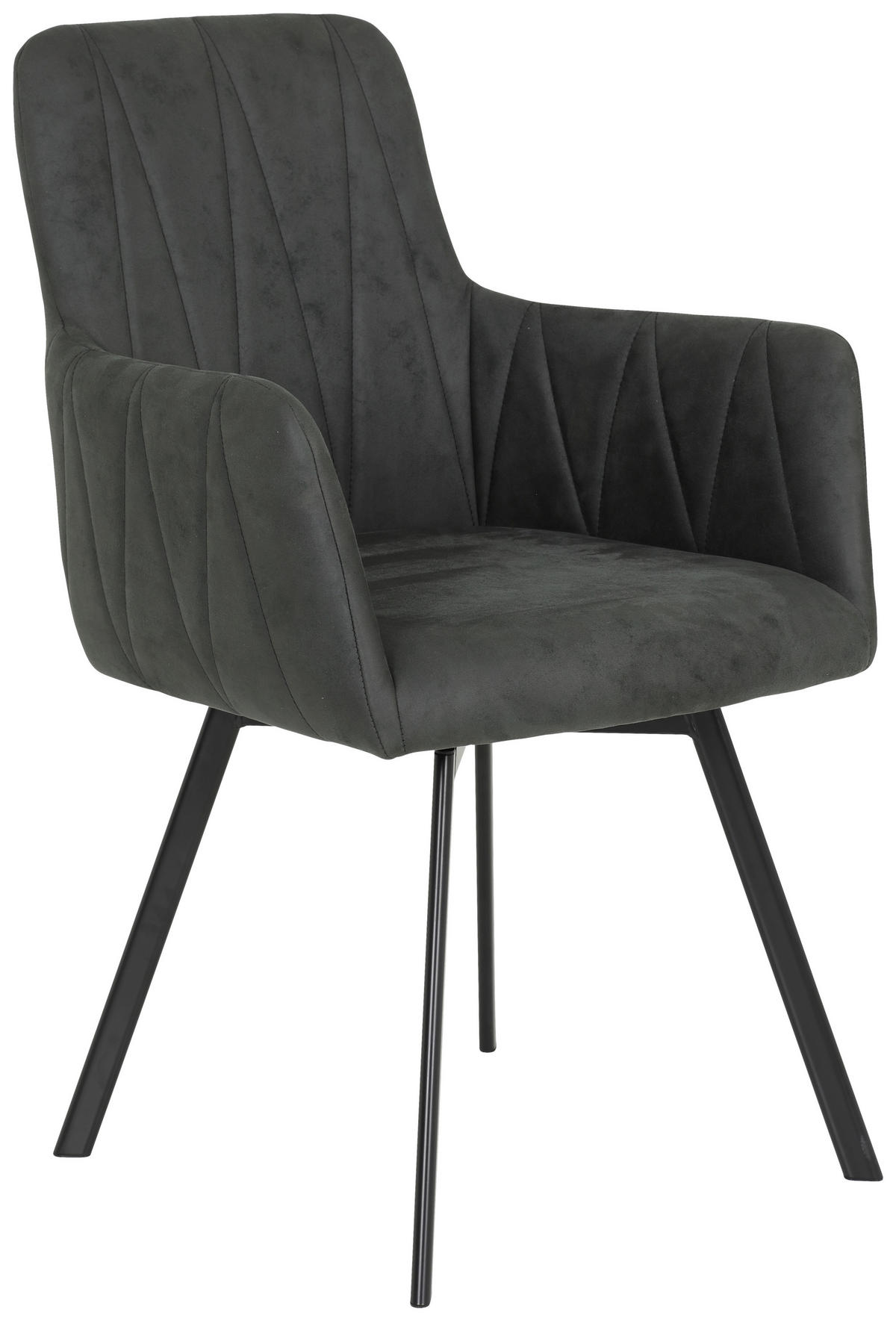 Stuhl Gesa 2er Set anthrazit Vintage Microfaser B/H/T: ca. 56x88x64 cm Gesa 2er Set - schwarz/anthrazit (56,00/88,00/64,00cm) - Hela
