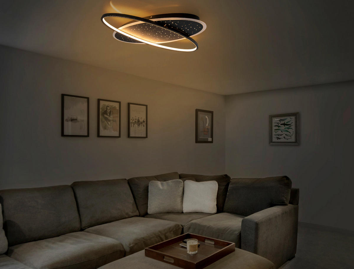 Näve Leuchten LED-Deckenleuchte schwarz Kunststoff Metall B/H/T: ca. 60x6,5x47 cm STELARIS - schwarz (60,00/6,50/47,00cm) - Näve Leuchten