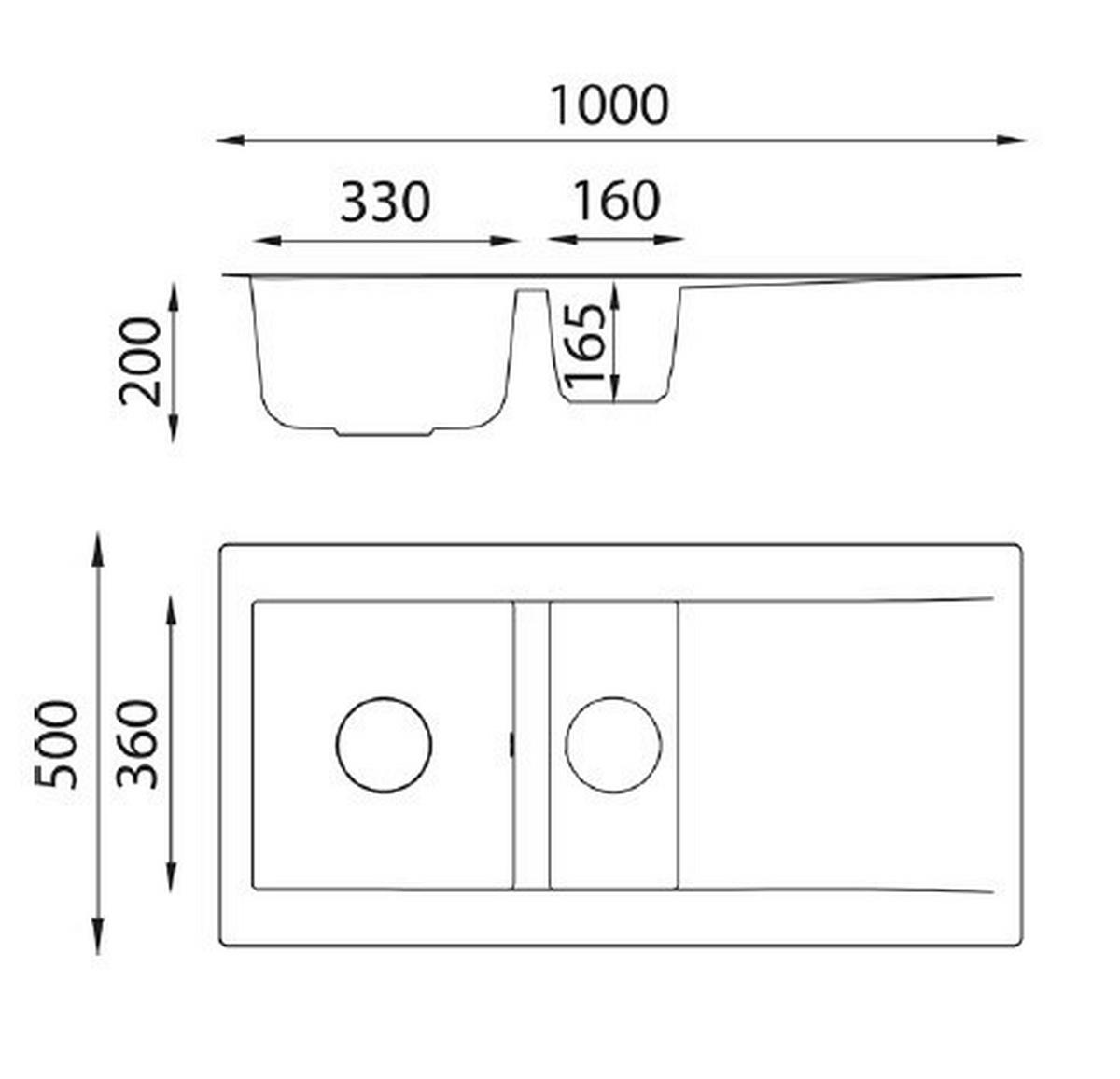 Respekta Einbauspüle Denver 1,5  100 x 50 W weiß Mineralite B/H/T: ca. 100x20x50 cm Denver 1,5  100 x 50 W - weiß (100,00/20,00/50,00cm) - Respekta