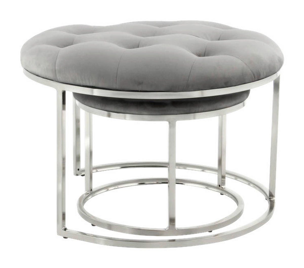 360 Living Hocker Myla 100 2er-Set grau silber Samt Metall H/D: ca. 41x60 cm Myla 100 2er-Set - silber/grau (60,00/41,00cm) - 360 Living
