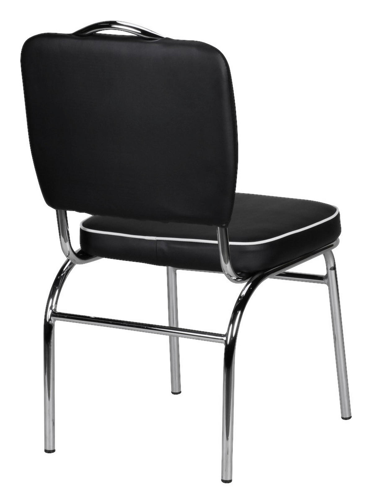 Stuhl schwarz weiß Chrom Kunstleder Metall Kunstleder Esszimmerstuhl - weiß/schwarz - Wohnling