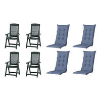 PROGARDEN,MADISON Klappsessel Set + Auflagen Tampa grün Kunststoff B/H/L: ca. 61x109x60 cm Tampa - grün (60,00/61,00/109,00cm) - PROGARDEN,MADISON