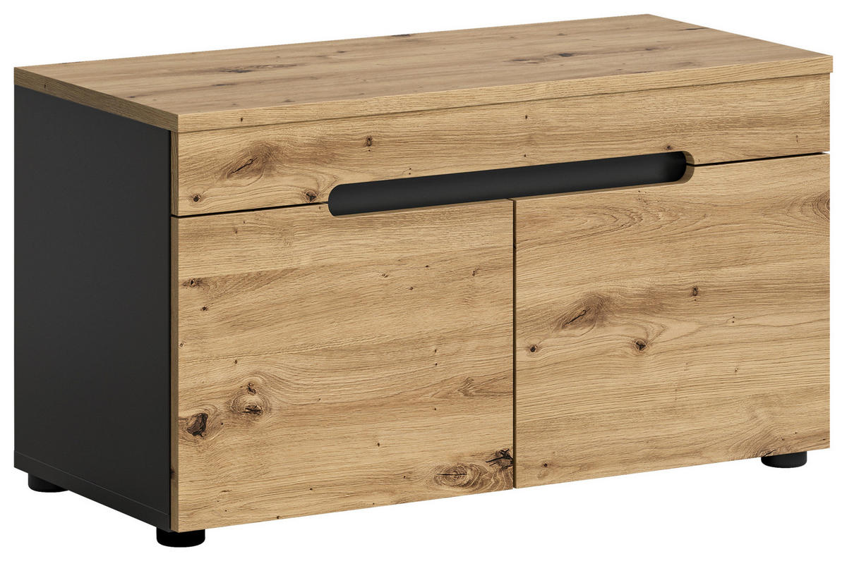 Sitzbank CANU edles Basaltgrau Nachbildung Eiche Artisan Nachbildung B/H/T: ca. 80x45x37 cm CANU - Eiche/edles Basaltgrau (80,00/45,00/37,00cm) - xonox.home