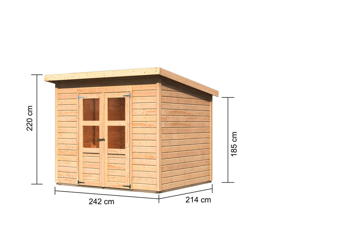 Karibu Gartenhaus Tony 2 B/H/T: ca. 242x220x214 cm Tony 2 - natur (242,00/220,00/214,00cm) - Karibu