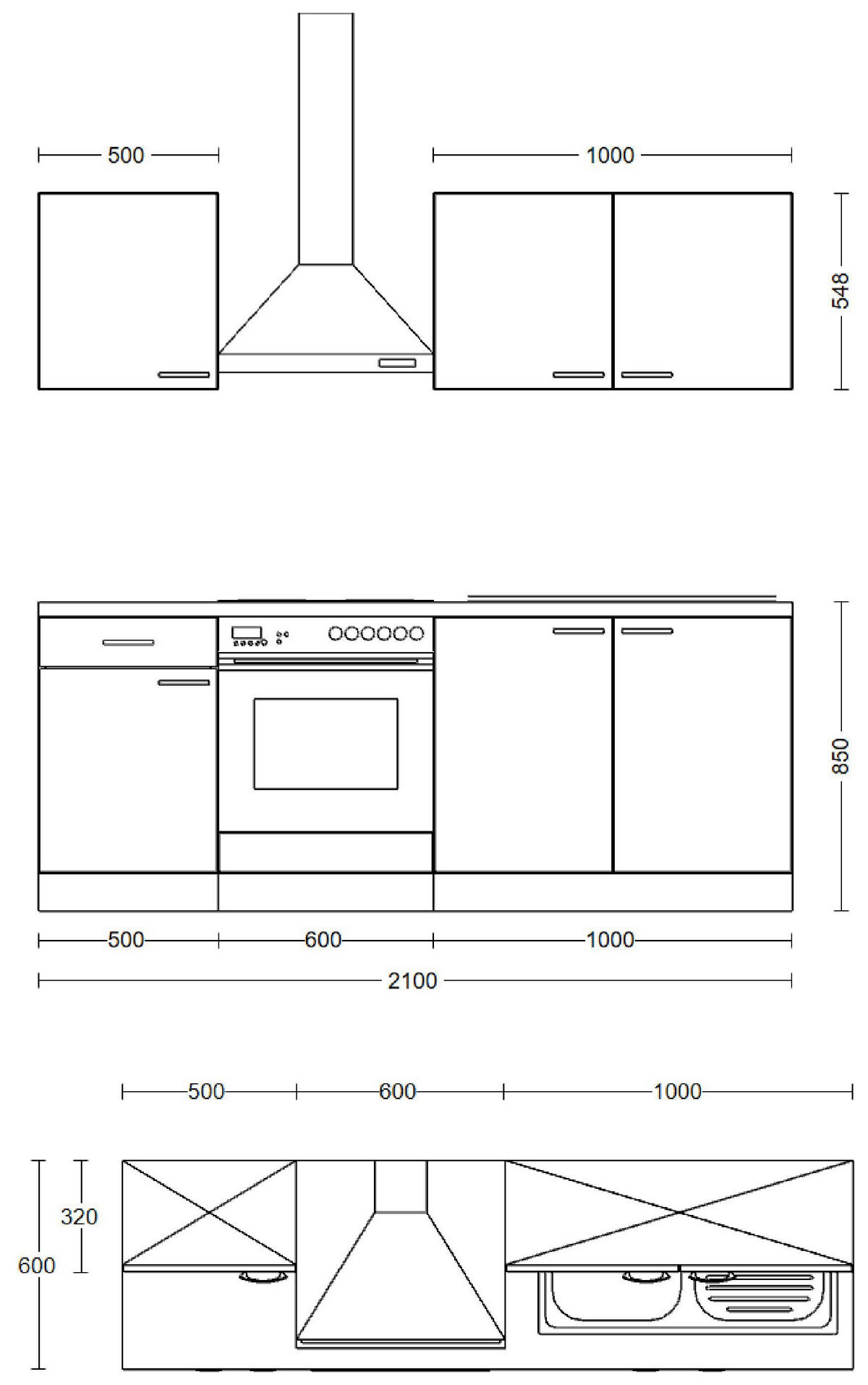 Küchenblock Samoa weiß B/H/T: ca. 210x200x60 cm Samoa - Eiche/weiß (210,00/200,00/60,00cm) - Flex-Well