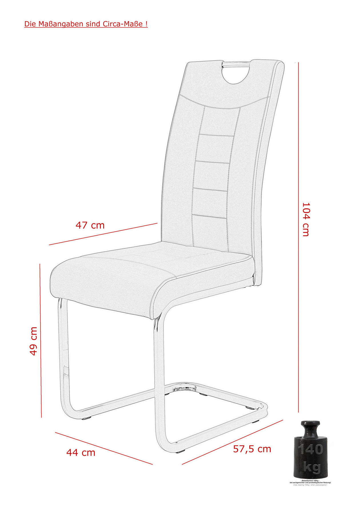 Schwingstuhl Ruby 4er Set grau Kunstleder B/H/T: ca. 44x103x60 cm Ruby 4er Set - grau (44,00/103,00/60,00cm) - Hela