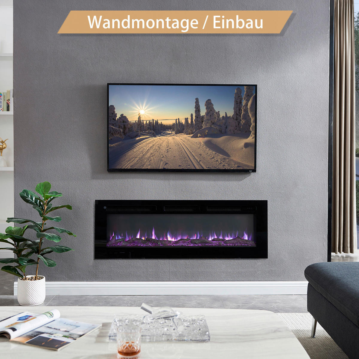 Balderia Elektrischer-Kamin Leif 50'' schwarz B/H/T: ca. 127x43x14,3 cm Elektrischer_Kamin Leif 50 - schwarz (127,00/43,00/14,30cm) - Balderia