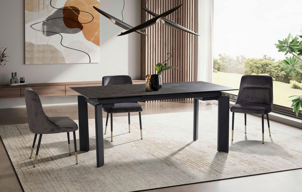 Esstisch schwarz Marmor Optik B/H/T: ca. 180x77x95 cm Esstisch - schwarz (180,00/77,00/95,00cm) - Wohnling