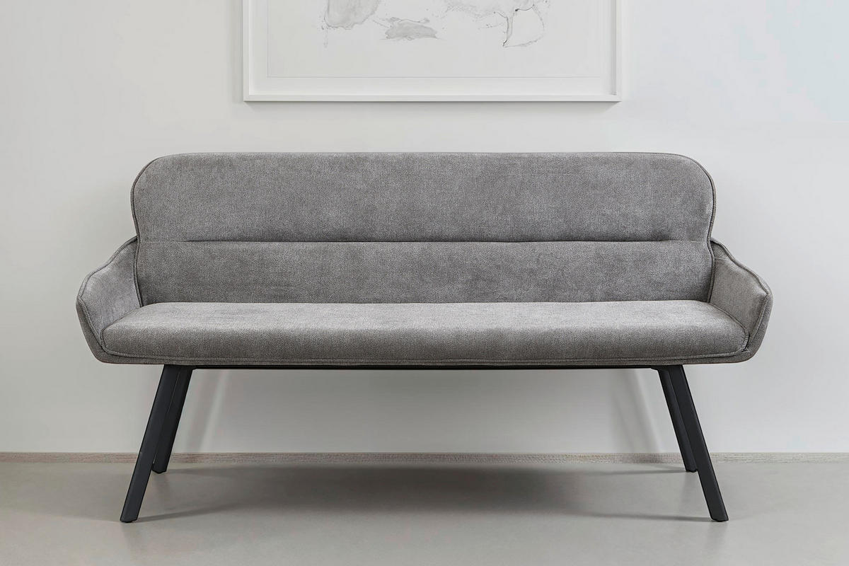 Sitzbank RICO schwarz grau Metall Stoff B/H/T: ca. 160x90x62 cm RICO - schwarz/grau (160,00/90,00/62,00cm) - byLIVING