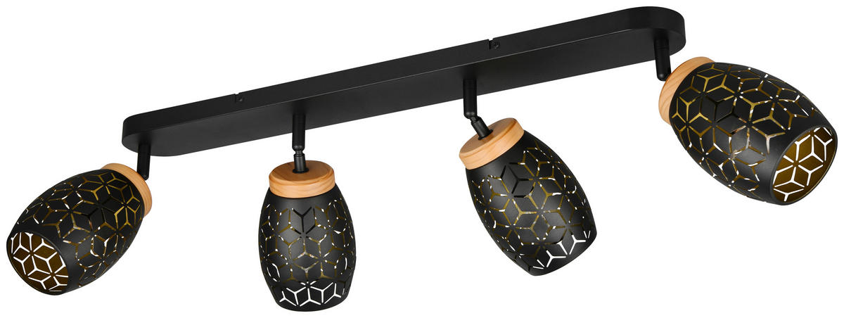 Reality Leuchten Spots schwarz gold Metall B/H/L: ca. 74x27x12 cm E14 4 Brennstellen Spot_Bidar 4 - gold/schwarz (12,00/74,00/27,00cm) - Reality Leuchten