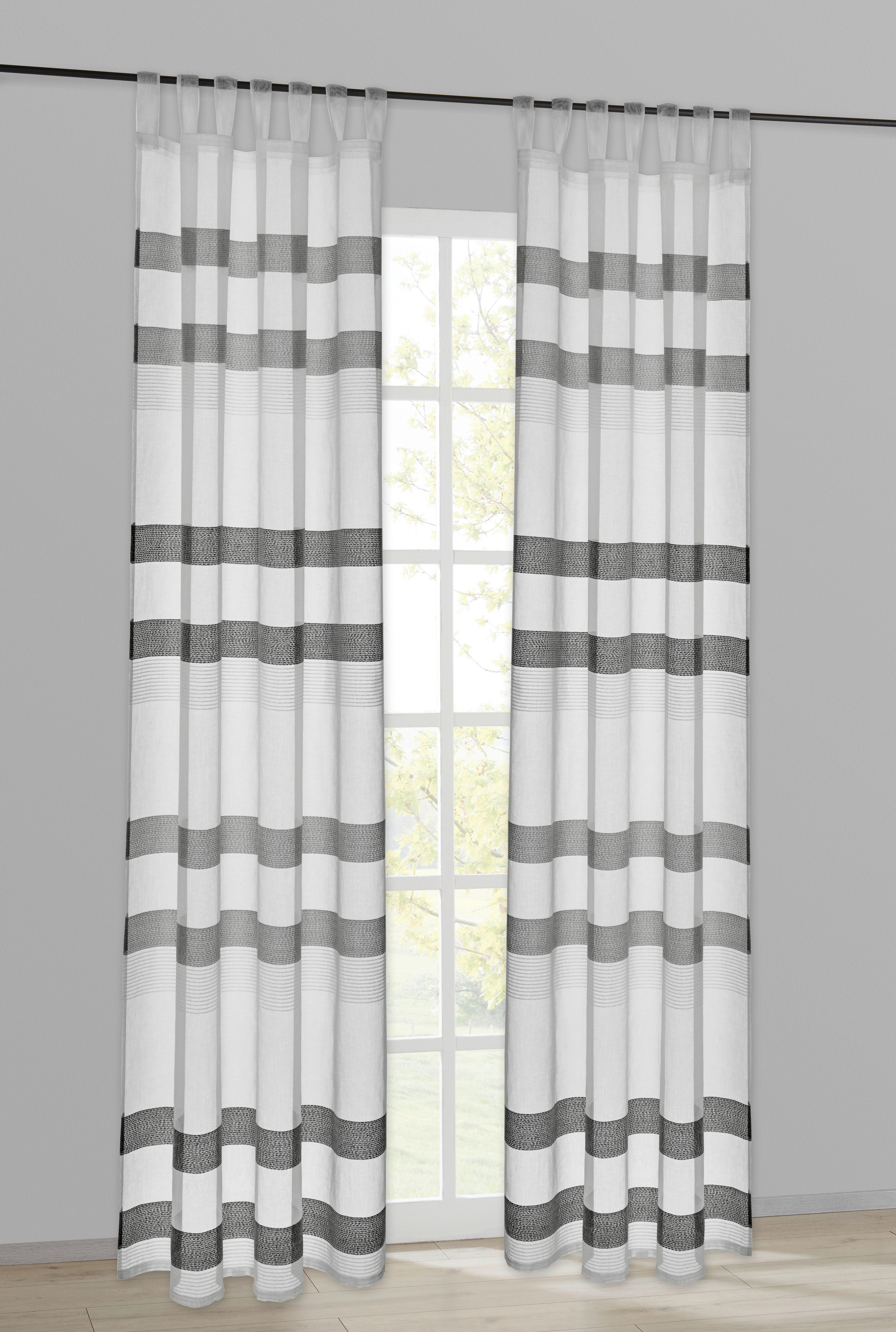 Kombivorhang Lotti weiß B/L: ca. 140x175 cm Lotti - weiß/grau (140,00/175,00cm) - POCOline