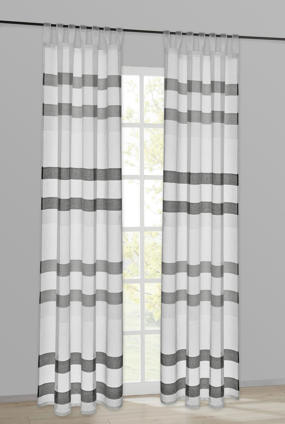Kombivorhang Lotti weiß B/L: ca. 140x175 cm Lotti - weiß/grau (140,00/175,00cm) - POCOline