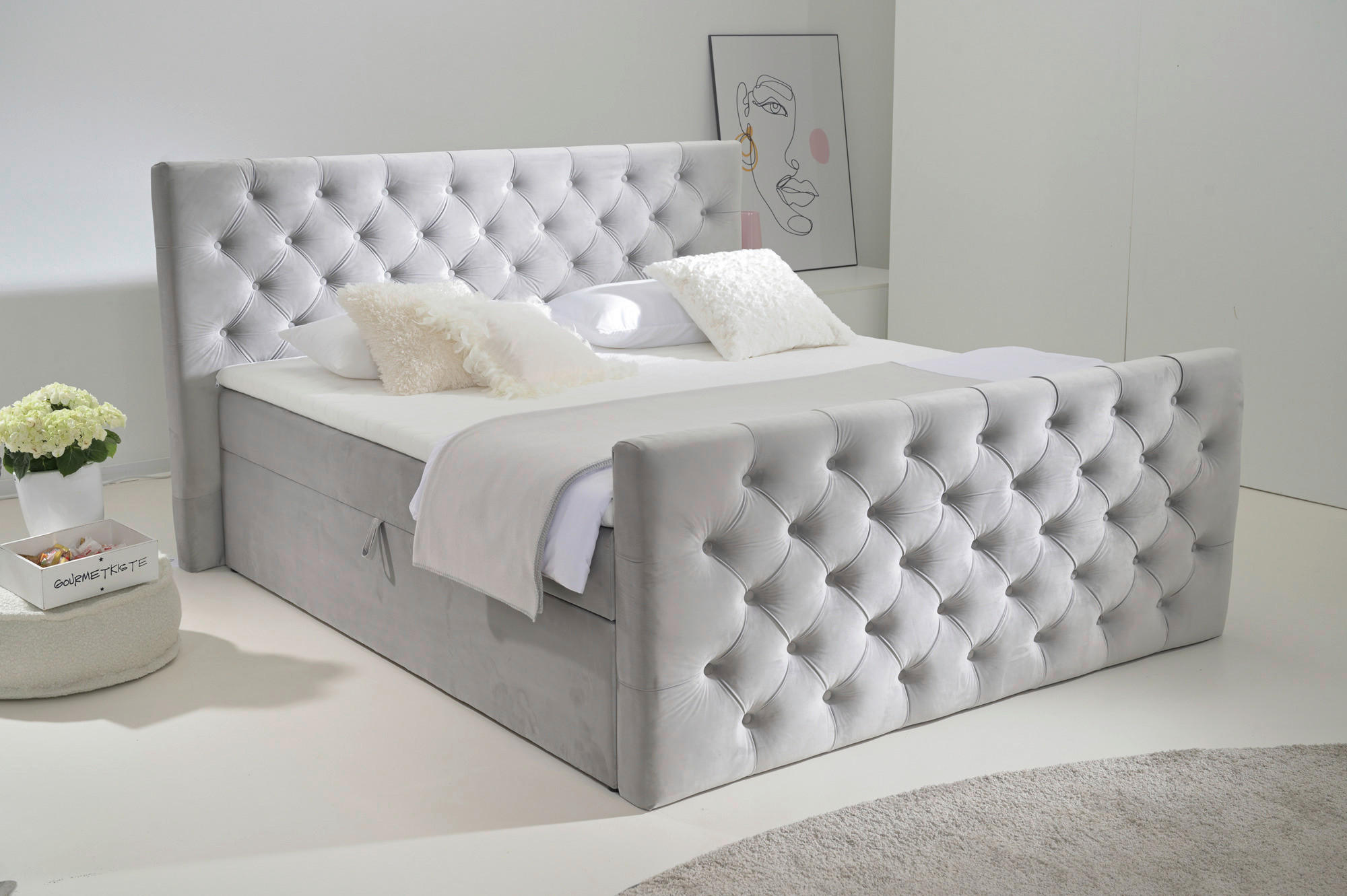 Boxbett Glow Silbergrau Liegefläche B/L: ca. 180x200 cm Glow - Silbergrau (200,00/117,00/224,00cm)