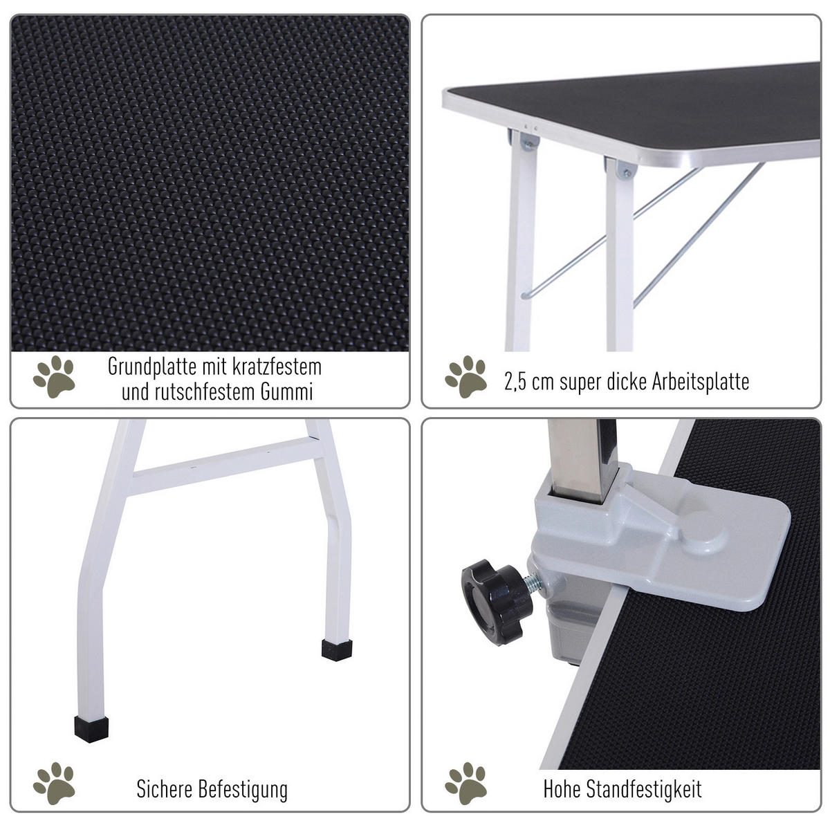 PawHut Hundetrimmtisch schwarz Gummi B/H/L: ca. 62x77x92 cm Hundetrimmtisch - schwarz/silber (92,00/62,00/77,00cm) - PawHut