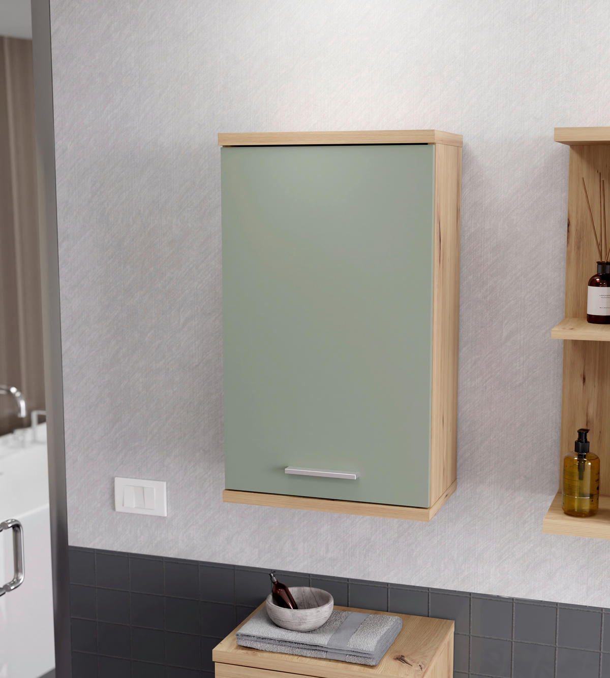Hängeschrank  Eiche Artisan Nachbildung salbei B/H/T: ca. 40x69x23 cm Champ_Hängeschrank CMPH072-M888 - Eiche/salbei (40,00/69,00/23,00cm)