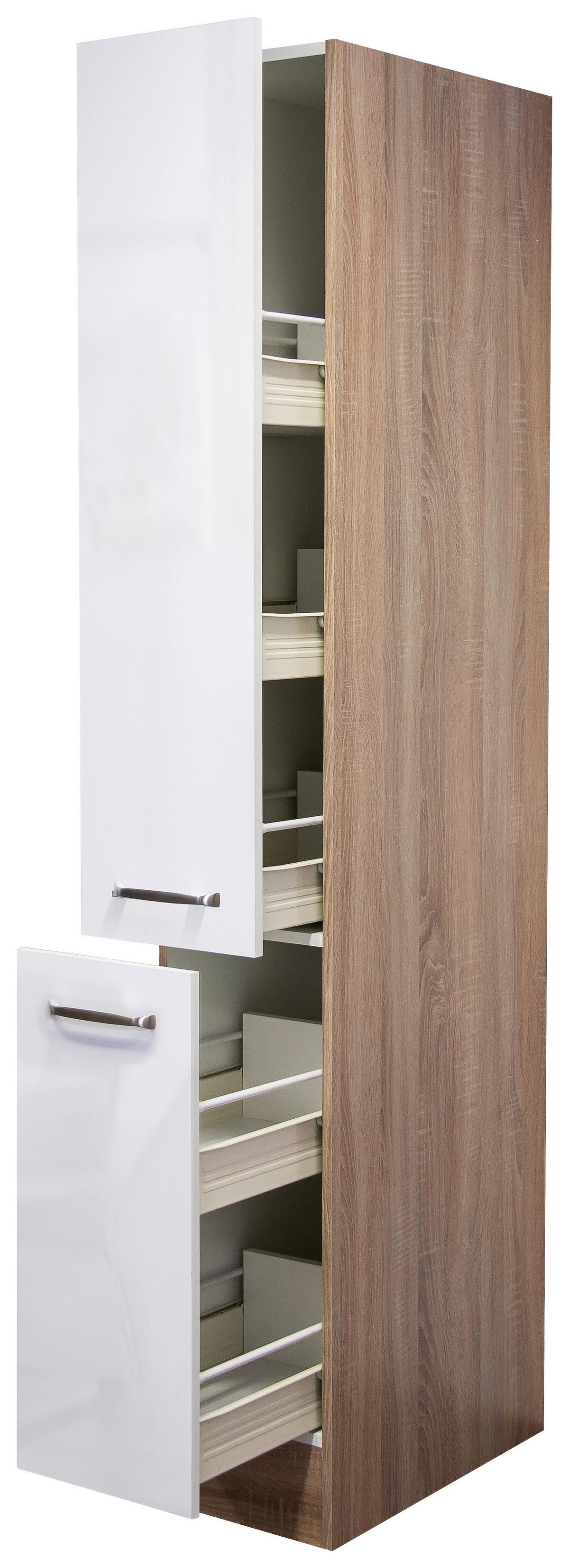 Apothekerschrank Valero weiß Hochglanz B/H/T: ca. 30x200x57 cm Valero - Eiche/weiß (30,00/200,00/57,00cm) - Flex-Well