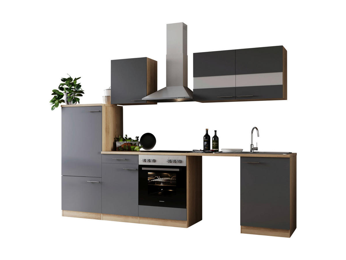 Respekta Küchenblock Merle grau B/H/T: ca. 280x200x60 cm Merle - Eiche/grau (280,00/200,00/60,00cm) - Respekta