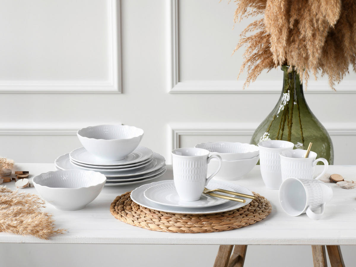 CreaTable Kombiservice Sofia weiß Porzellan 16 tlg. Sofia - weiß - CreaTable