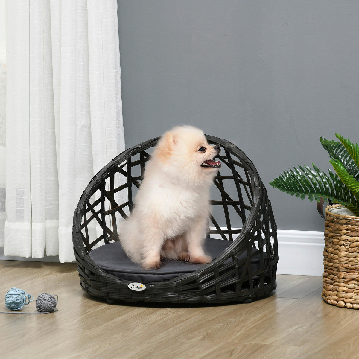 PawHut Hunde-Zubehör schwarz Edelstahl B/H/L: ca. 51x51x41 cm Hundehütte - schwarz (41,00/51,00/51,00cm) - PawHut