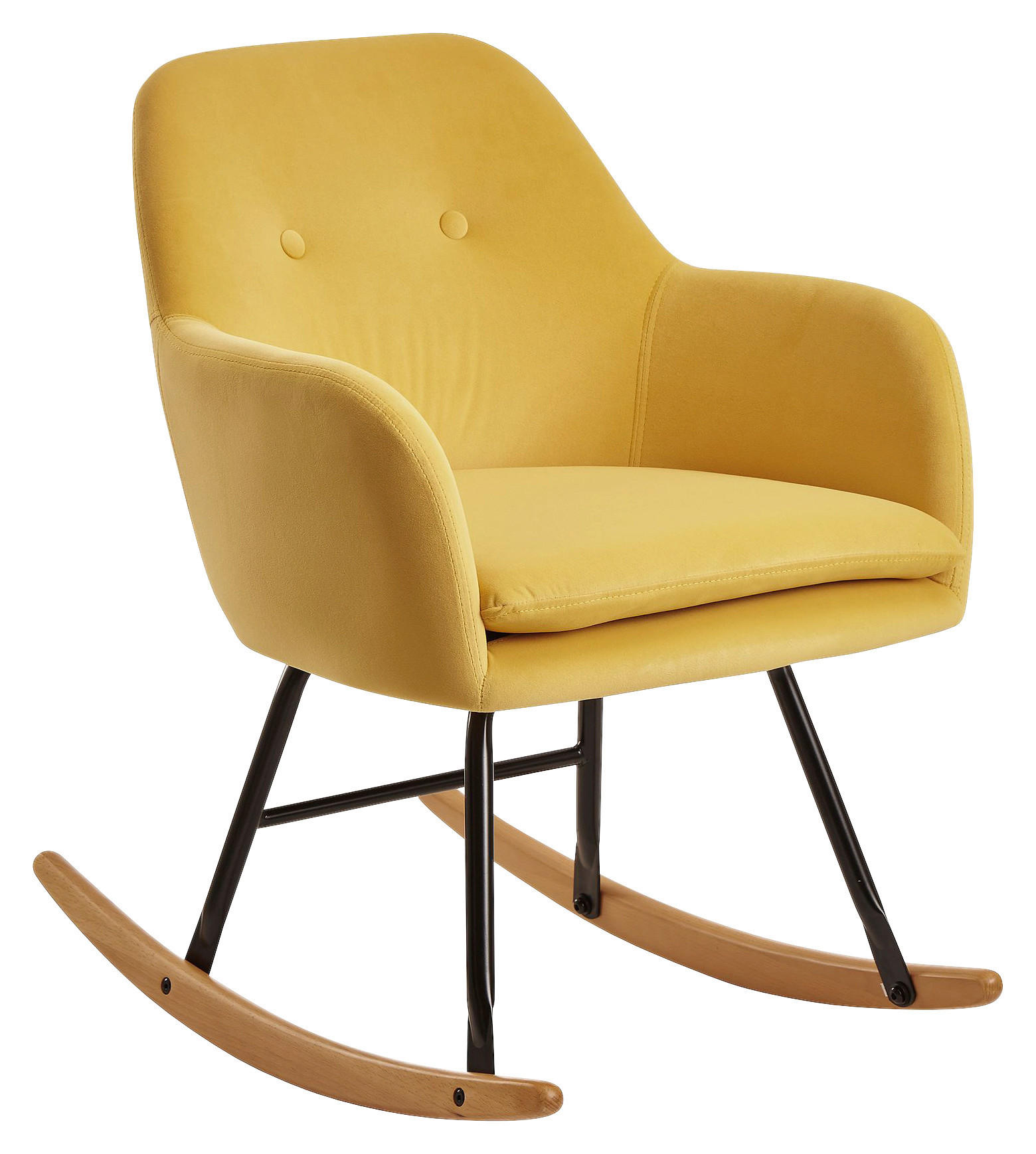 Stuhl gelb Samt schwarz lackiert natur B/H/T: ca. 71x76x70 cm Schaukelstuhl - gelb/natur (71,00/76,00/70,00cm)