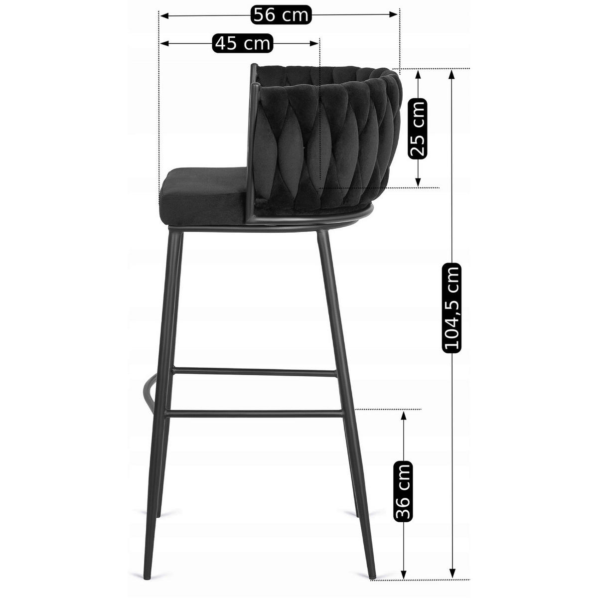 Barhocker FLORES schwarz Velourstoff B/H/T: ca. 60x104,5x56 cm FLORES - schwarz (60,00/104,50/56,00cm) - WIPMEB