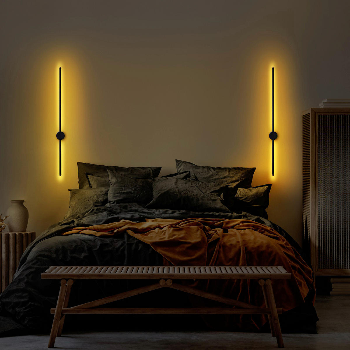 Opviq Wandleuchte schwarz B/H/T/L: ca. 7x10x7x62 cm Sword - schwarz (62,00/7,00/10,00cm) - Opviq