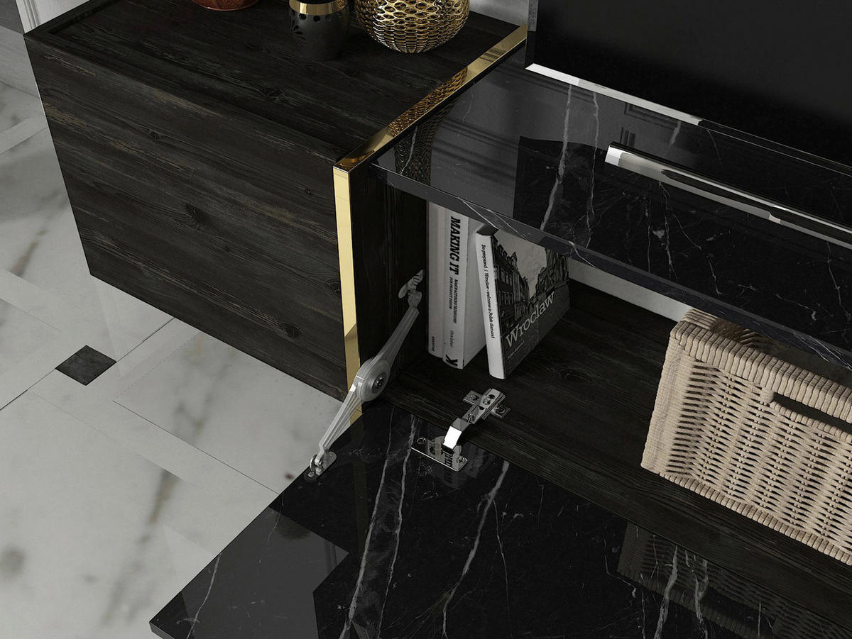 Wohnwand Veyron Rebab dunkel Marmoroptik B/H/T: ca. 180x45x32 cm Veyron - Rebab/Marmoroptik (180,00/45,00/32,00cm) - moebel17
