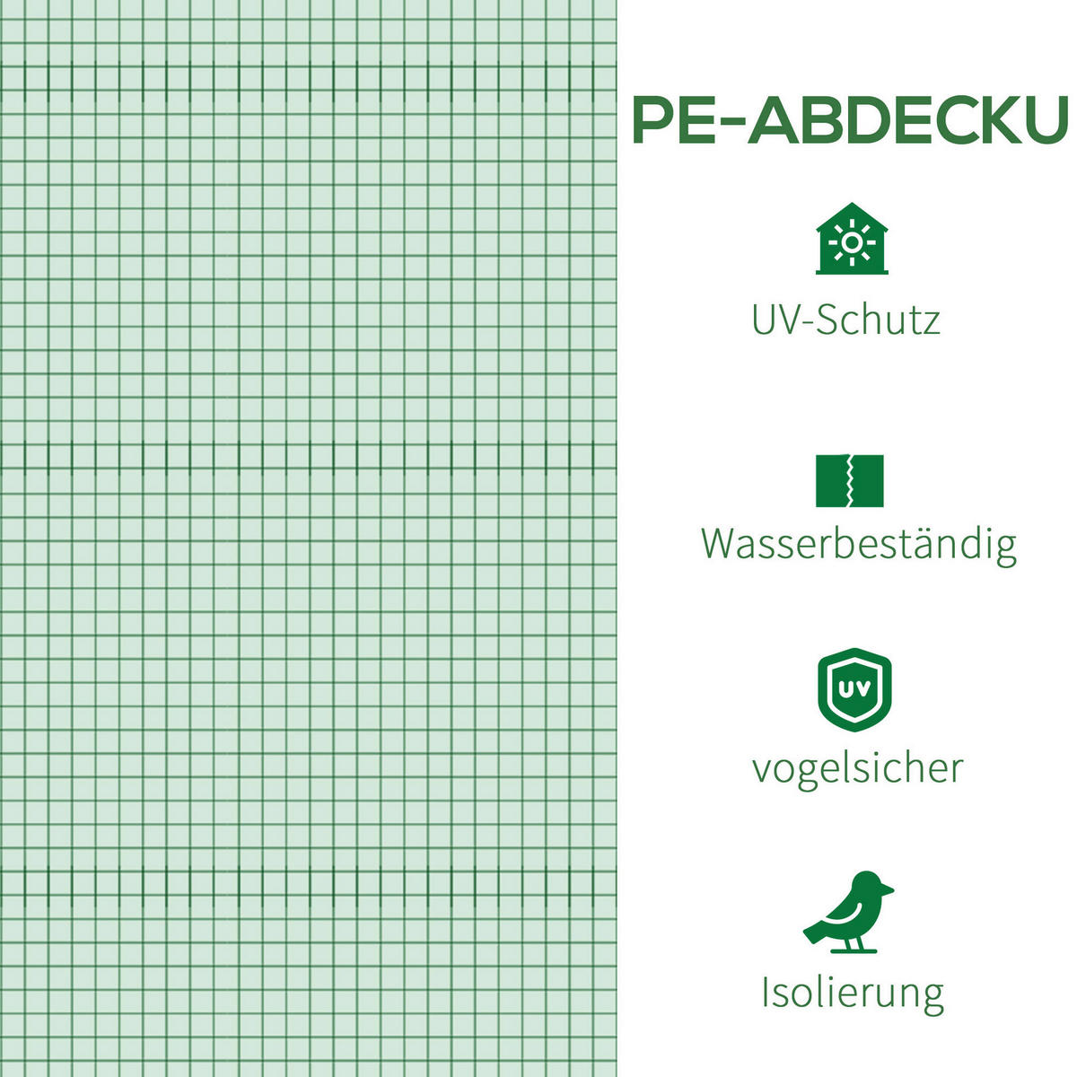 Outsunny Ersatzfolie grün Polyethylen B/H/L: ca. 300x200x300 cm Ersatzfolie - grün (300,00/300,00/200,00cm) - Outsunny