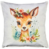 Dekokissen Dekokissen_Lappland Blumenreh 45x45 - braun/weiß (45,00/45,00cm)