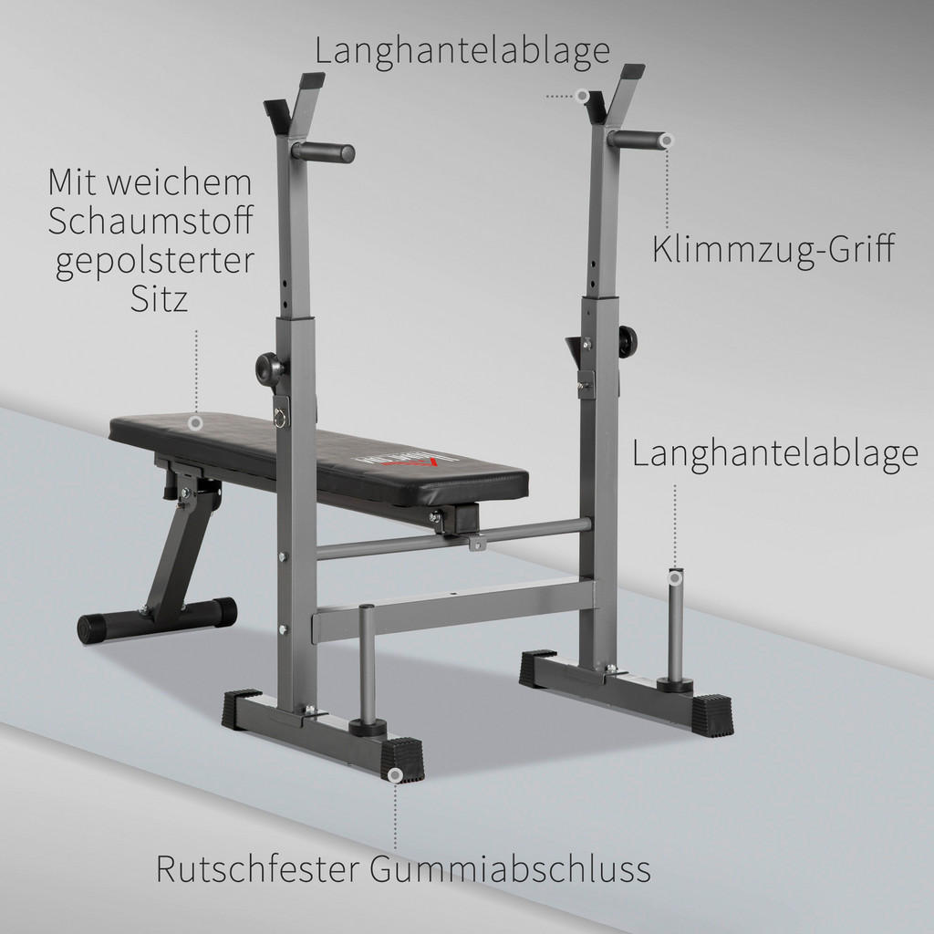 Thumbnail - HOMCOM Hantelbank grau Kunstleder B/H/L: ca. 73x122x140 cm