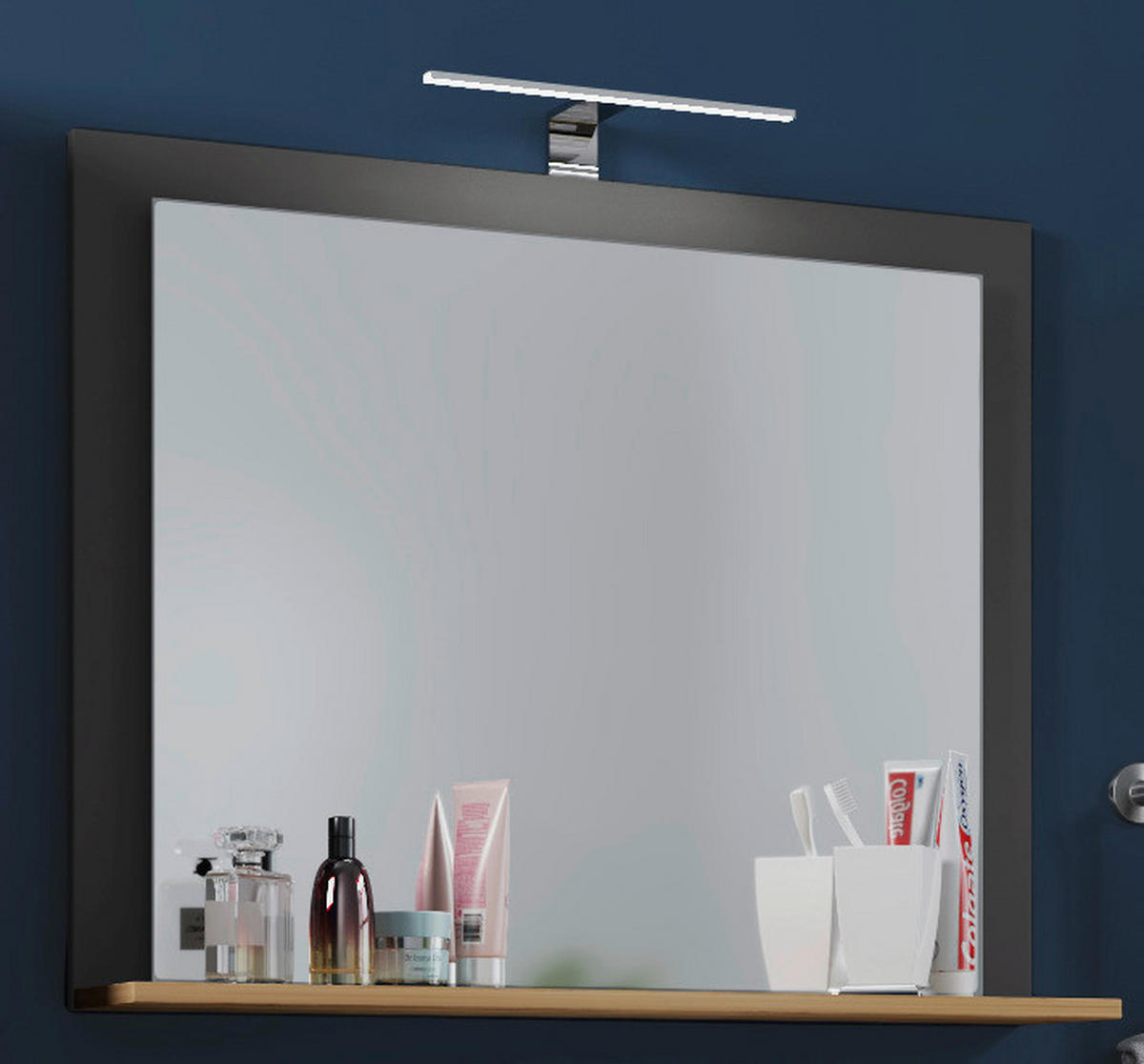 Wandspiegel Lendas anthrazit Eiche Honig Nachbildung Holzwerkstoff B/H/T: ca. 60x65x17 cm Lendas - Eiche/anthrazit (60,00/65,00/17,00cm) - VCM Möbel