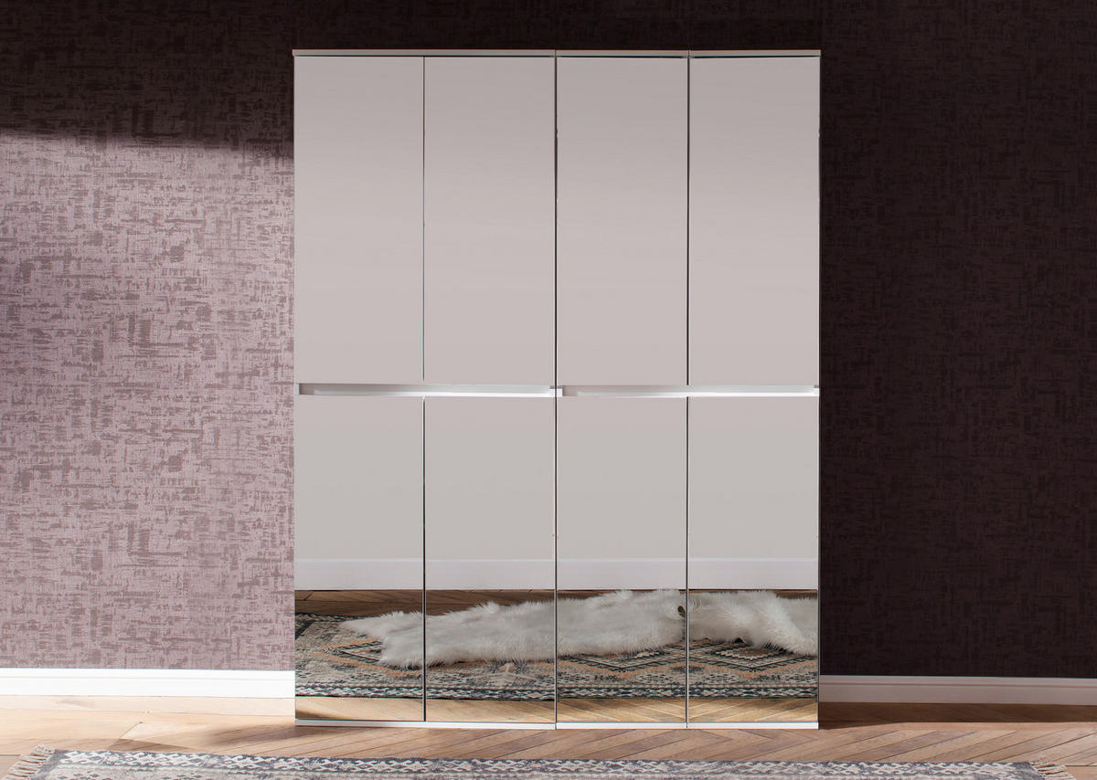 Garderobenschrank Mirror weiß B/H/T: ca. 148x191x34 cm Mirror - weiß (148,00/191,00/34,00cm) - Trendteam