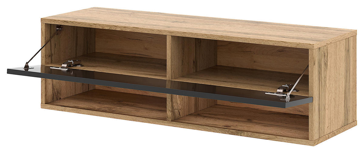 TV-Lowboard TV LOWBOARD DERBY 100 Eiche Wotan Nachbildung schwarz glänzend B/H/T: ca. 100x32,5x31,5 cm TV LOWBOARD DERBY 100 - Eiche/schwarz (100,00/32,50/31,50cm) - WIPMEB