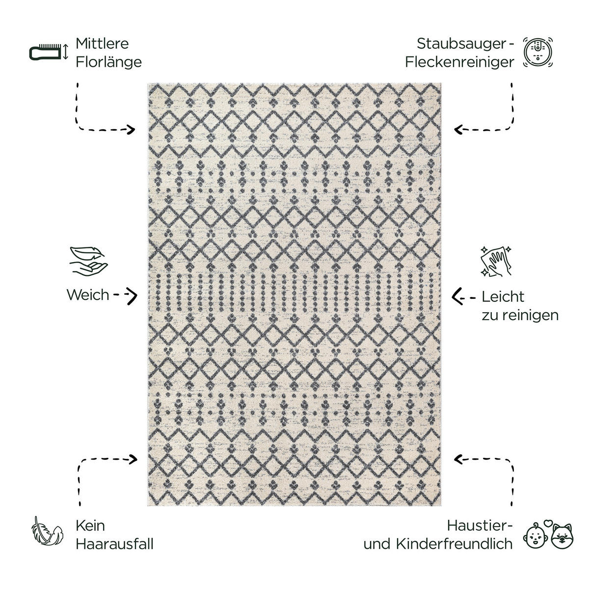 Sanat Teppich creme B/L: ca. 230x160 cm Teppich_Boho_8203_160x230 - creme (230,00/160,00cm) - Sanat