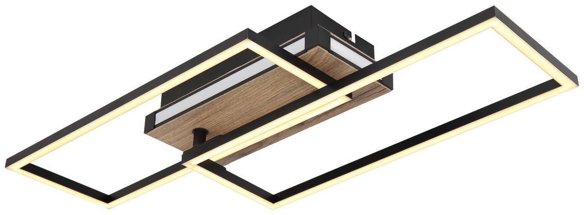 GLOBO LED-Deckenleuchte 67299D dunkelbraun mattschwarz Kunststoff MDF Metall B/H/T: ca. 49x10x60 cm COLLI - dunkelbraun/mattschwarz (49,00/10,00/60,00cm) - GLOBO