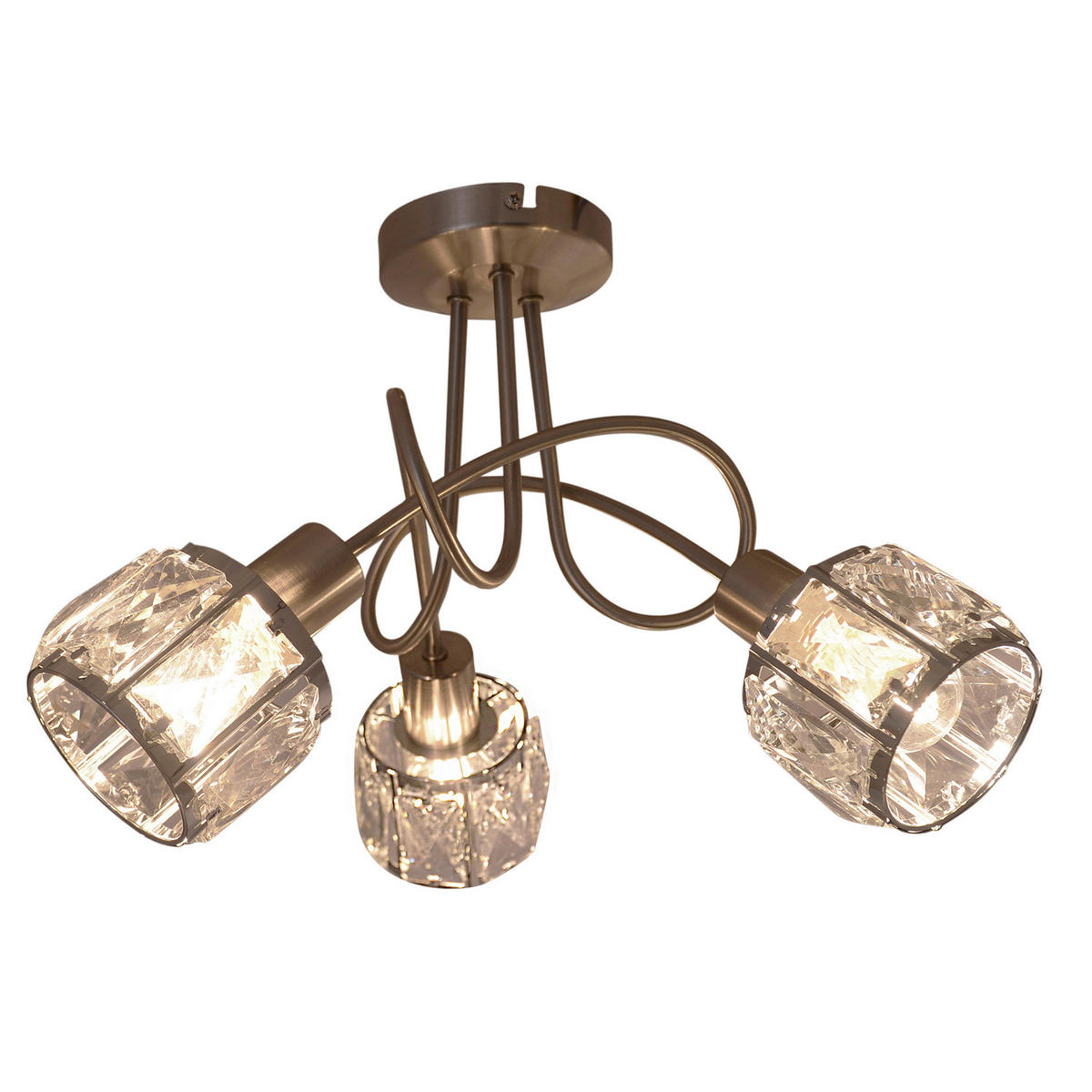 Näve Leuchten Spotleuchte 1280850 stahlfarbig Metall Glas B/H/T: ca. 38x24x38 cm 3 Brennstellen Josefa - stahlfarbig (38,00/24,00/38,00cm) - Näve Leuchten
