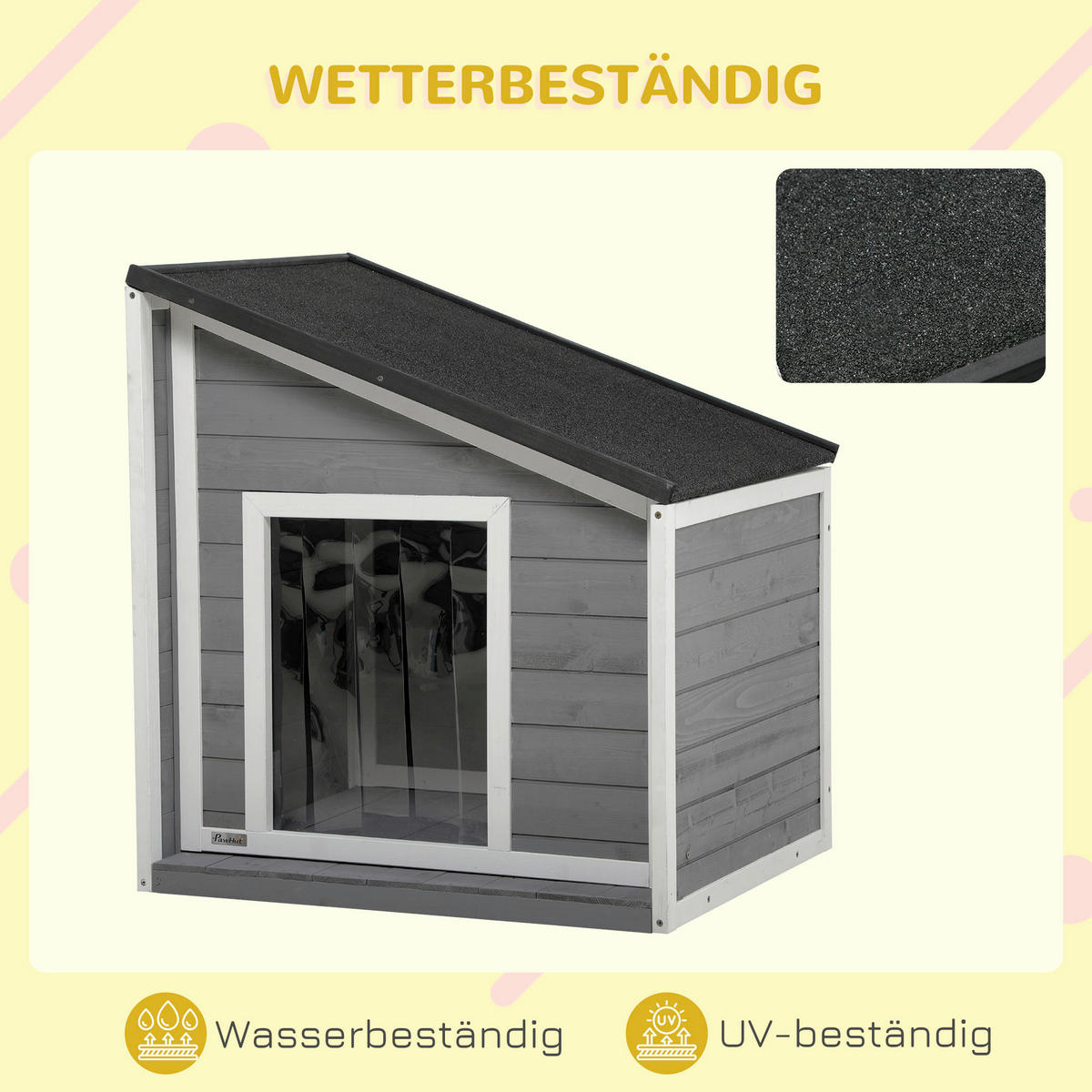 PawHut Hunde-Zubehör weiß Holz B/H/L: ca. 58x71x77 cm Hundehütte - weiß/schwarz (77,00/58,00/71,00cm) - PawHut