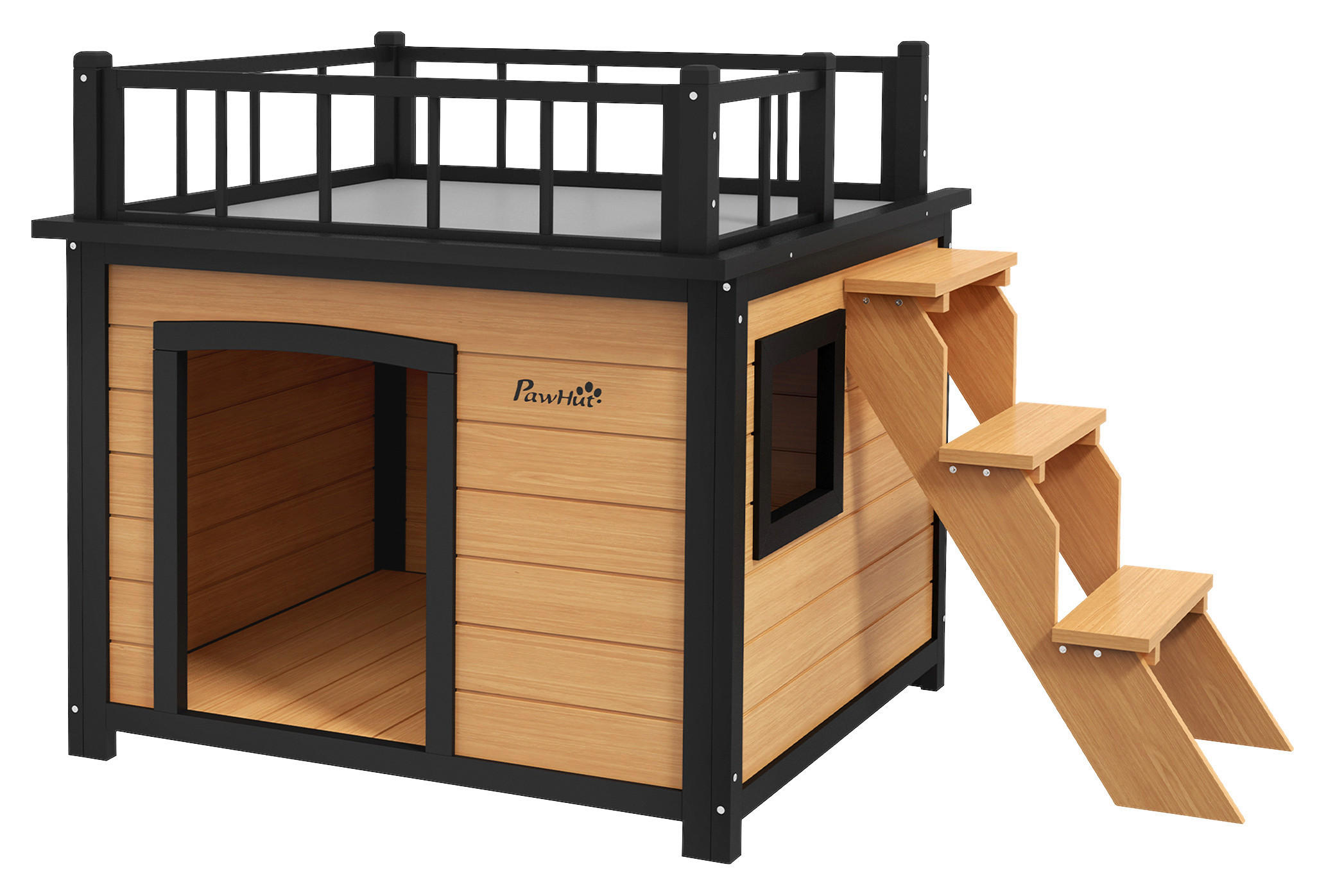 PawHut Hundehütte gelb Holz B/H/L: ca. 77x78x121 cm Hundehütte - gelb (121,00/77,00/78,00cm) - PawHut