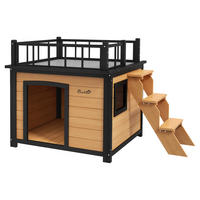 PawHut Hundehütte gelb Holz B/H/L: ca. 77x78x121 cm Hundehütte - gelb (121,00/77,00/78,00cm) - PawHut