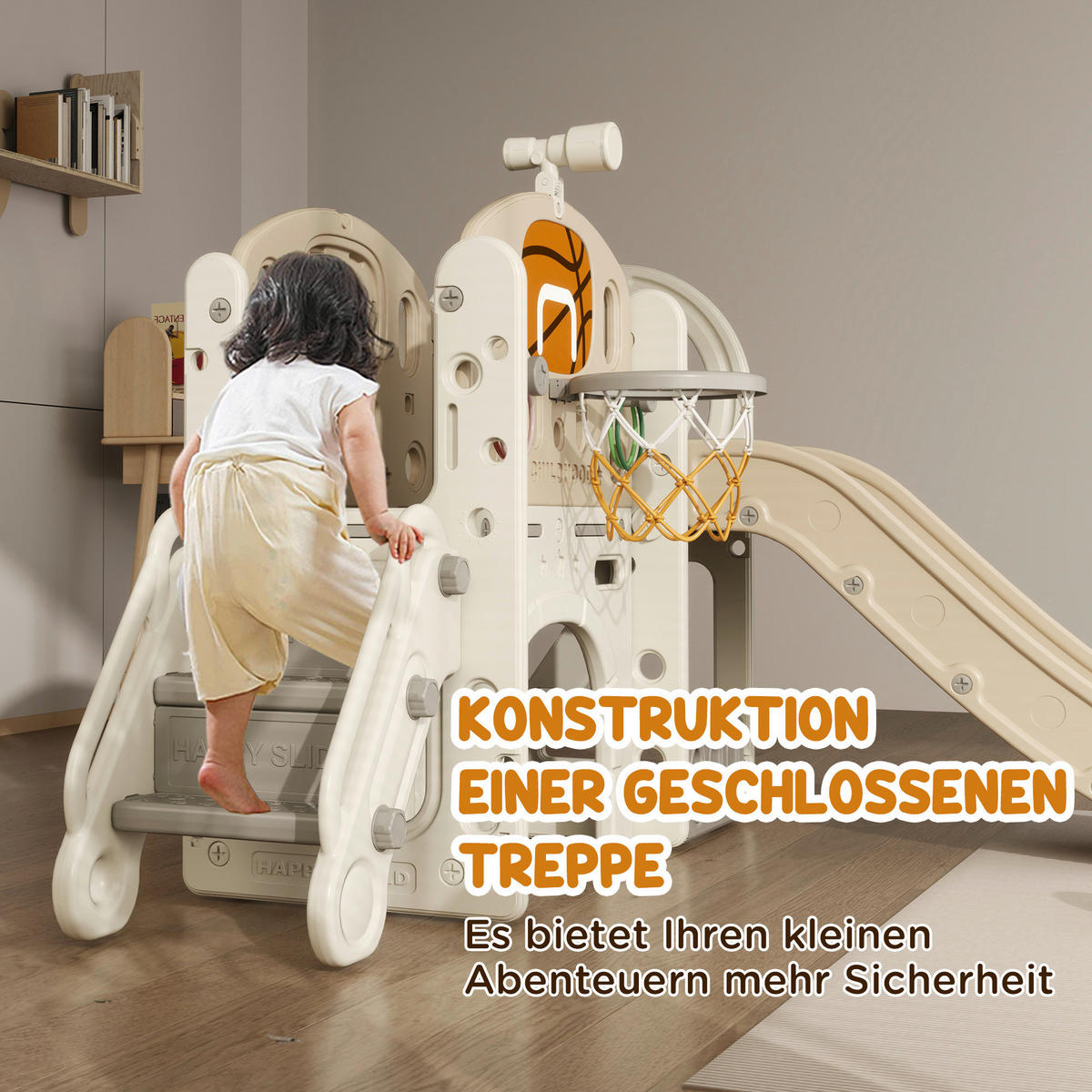 AIYAPLAY Kinderrutsche cremeweiß B/H/L: ca. 153x111x186 cm Kinderrutsche - cremeweiß (186,00/153,00/111,00cm) - AIYAPLAY