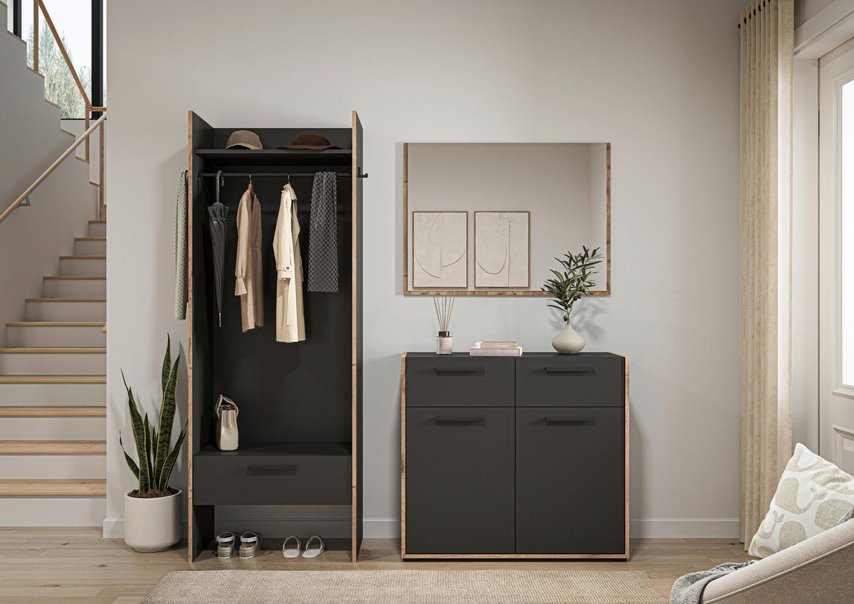 Garderobe Bueno Basalt Nox Oak Nachbildung B/H/T: ca. 180x189x37 cm Bueno - Basalt (180,00/189,00/37,00cm) - xonox.home